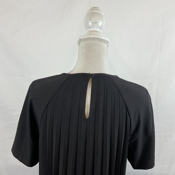 Kate Spade Pleated Crepe Top L Rose-Colored Glasses Black Short Sleeve New NWT - Picture 7 of 10